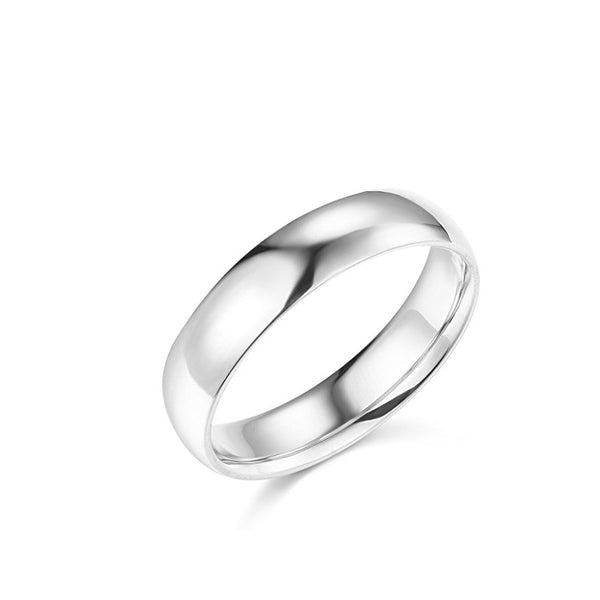 Men's White Gold 5mm SOLID Plain Wedding Band - 01BG05